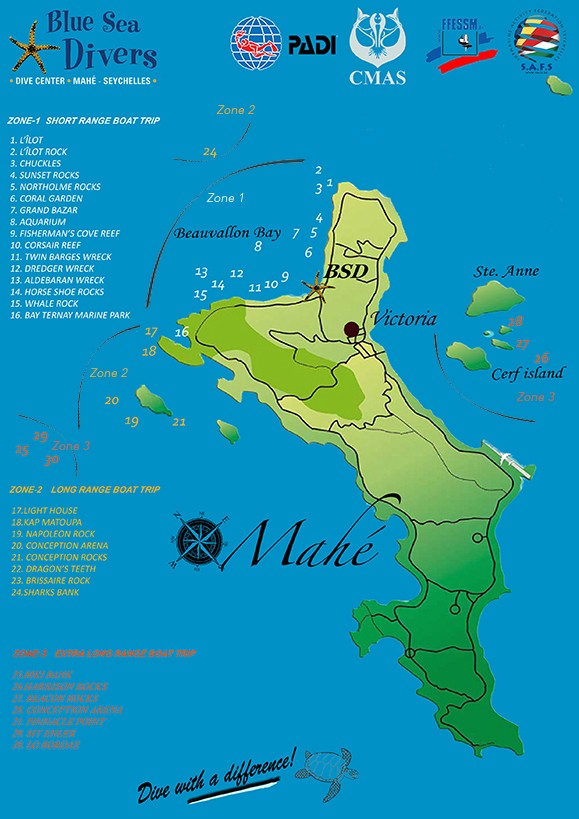 Blue Sea Divers - Dive Sites Mahe